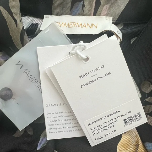 🖤SOLD🖤 ZIMMERMANN EDEN BELTED FLIP MINI DRESS IRIS SHERBET size 0 fits like 4US - Picture 6 of 16